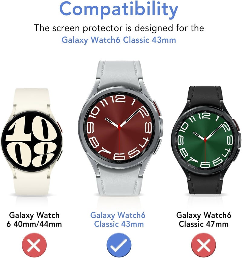 SPGUARD [2 Pack for Samsung Galaxy Watch 6 Classic 43mm Screen Protector,Auto-alignment Installation Kit Accessories Full Protective Tempered Glass Film Compatible with Galaxy Watch6 Classic 43mm - Image 2